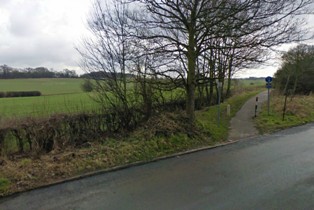Footpath to Wash Lane on Google Maps